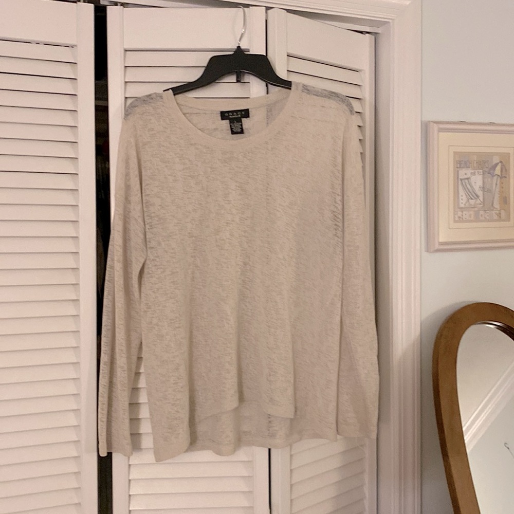 Beautiful Beige sheer long sleeve shirt Size: L